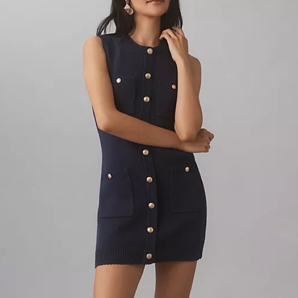 Reformation Blue Sheath Mini Dress Sleeveless Crew Neck